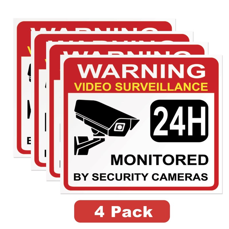iSYFIX Video Surveillance Warning Sign Sticker - 4 Pack 7x6 inch - CCTV Security Premium Self-Adhesive Reflective Vinyl, Laminated for Ultimate UV Protection, Water & Fade Resistance, Indoor & Outdoor - Image 5